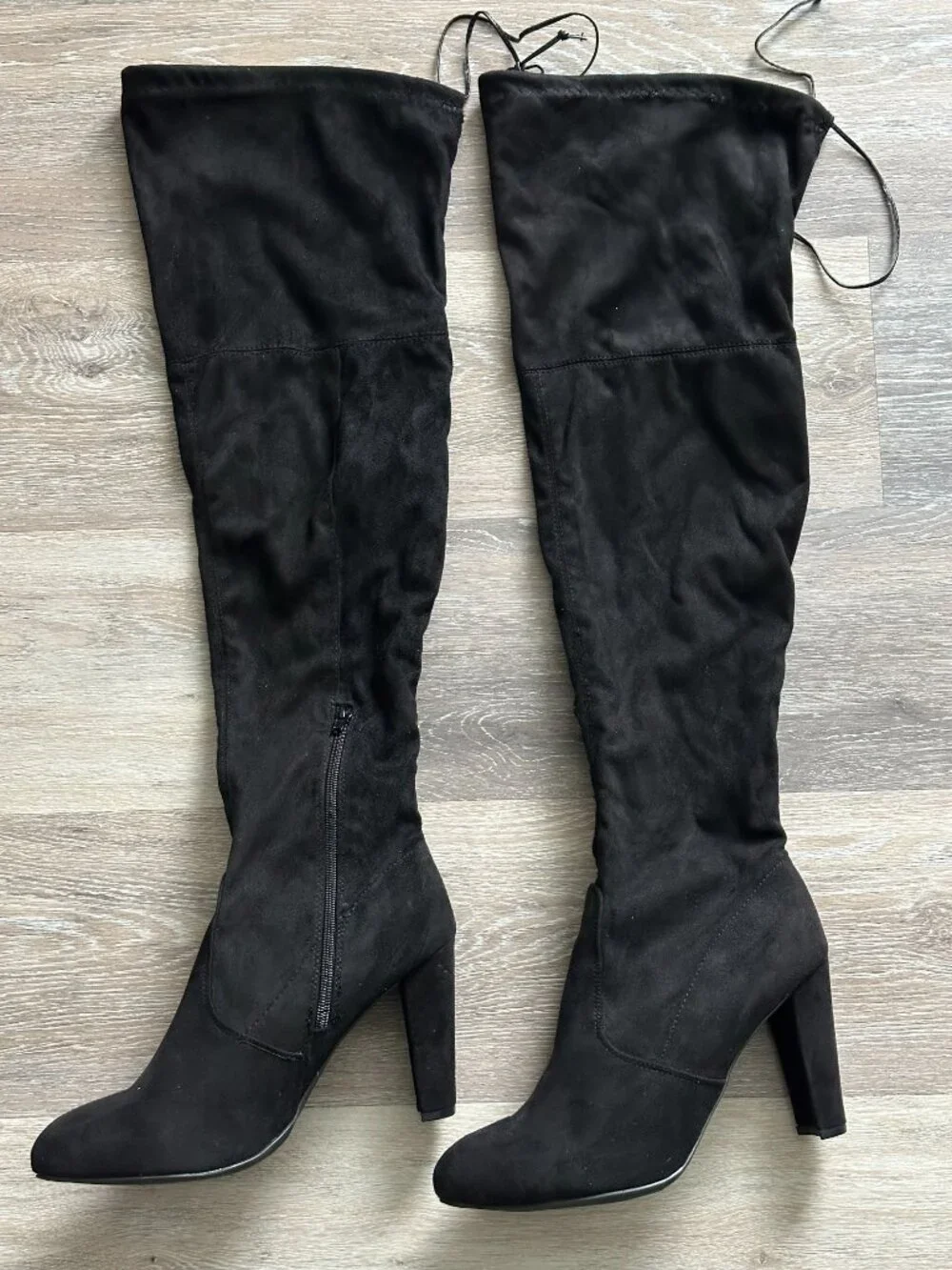 Black Faux Suede Thigh High Boots Women's Size 11